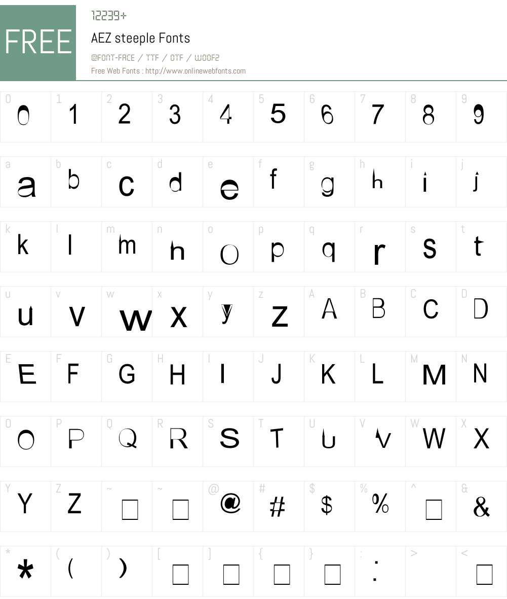 AEZ steeple Font Screenshots