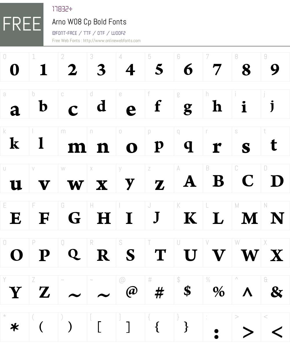 ArnoW08-CpBold Font Screenshots