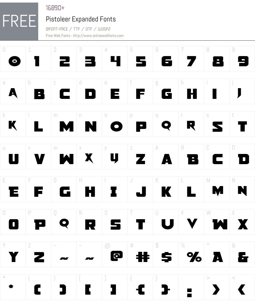 Pistoleer Expanded Font Screenshots