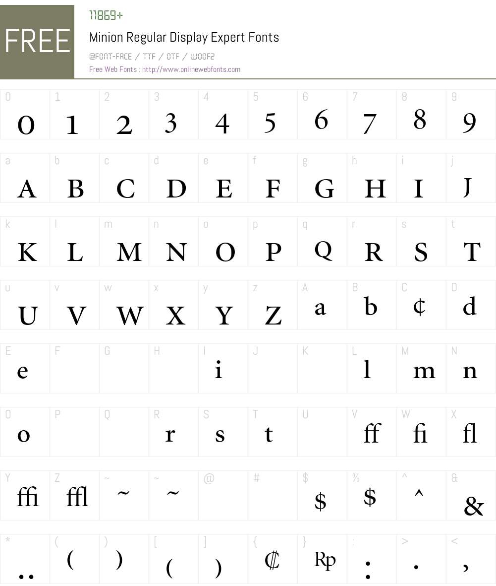 Minion Font Screenshots