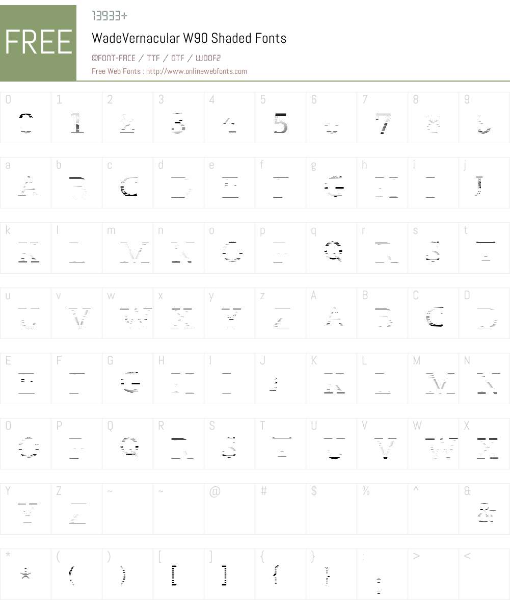 WadeVernacularW90-Shaded Font Screenshots
