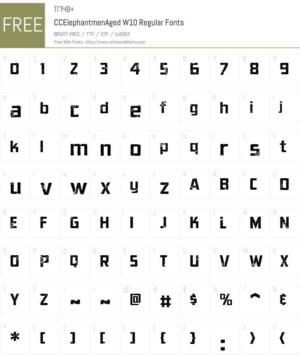 CCElephantmenAgedW10-Rg Font Screenshots