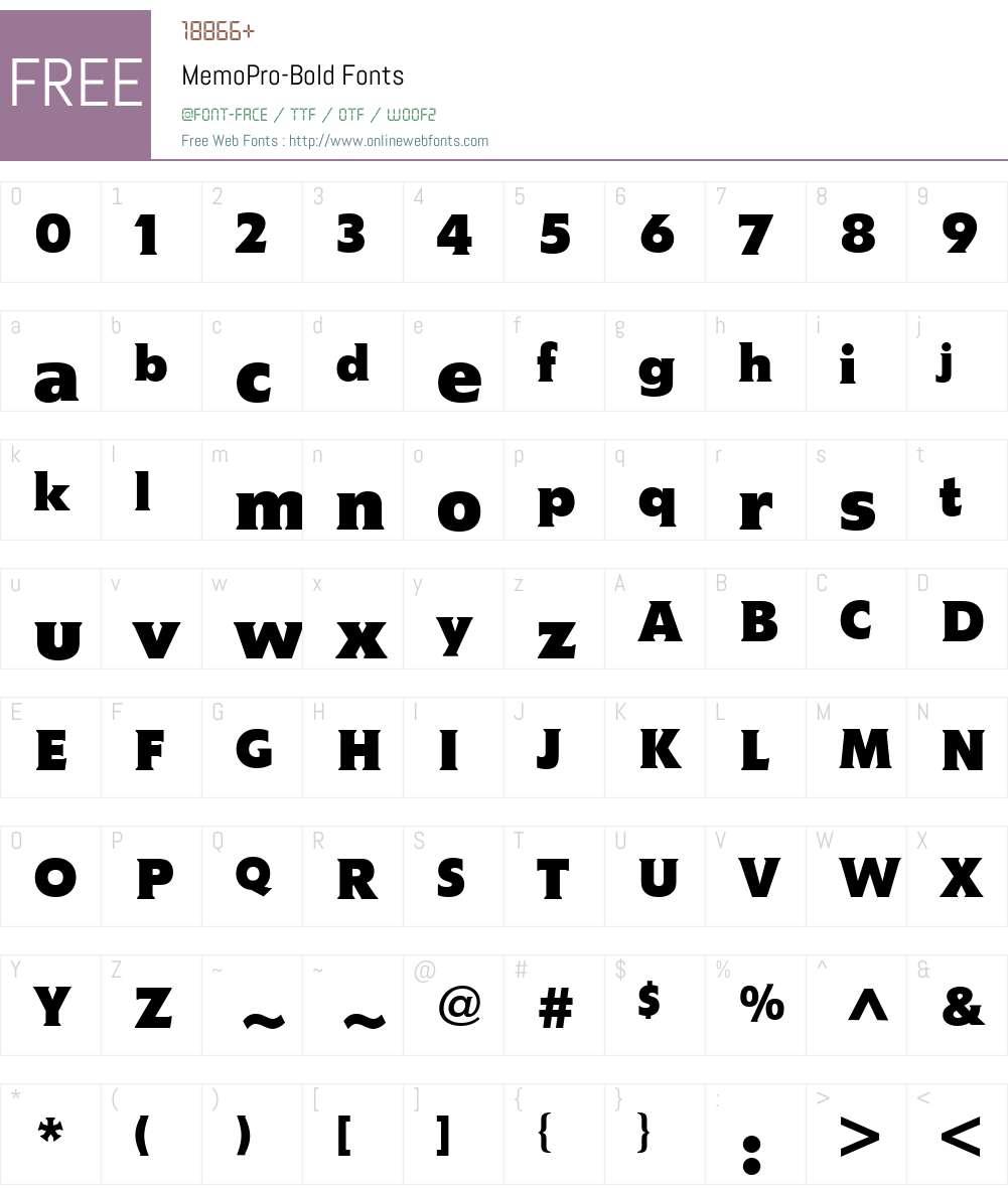 MemoPro-Bold Font Screenshots