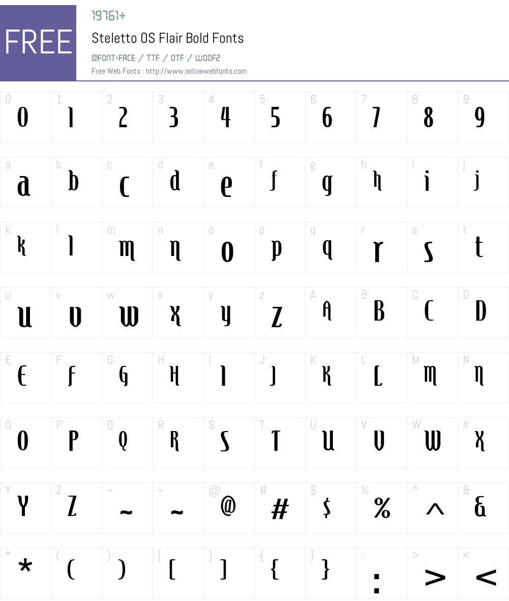 StelettoOSFlair-Bold Font Screenshots