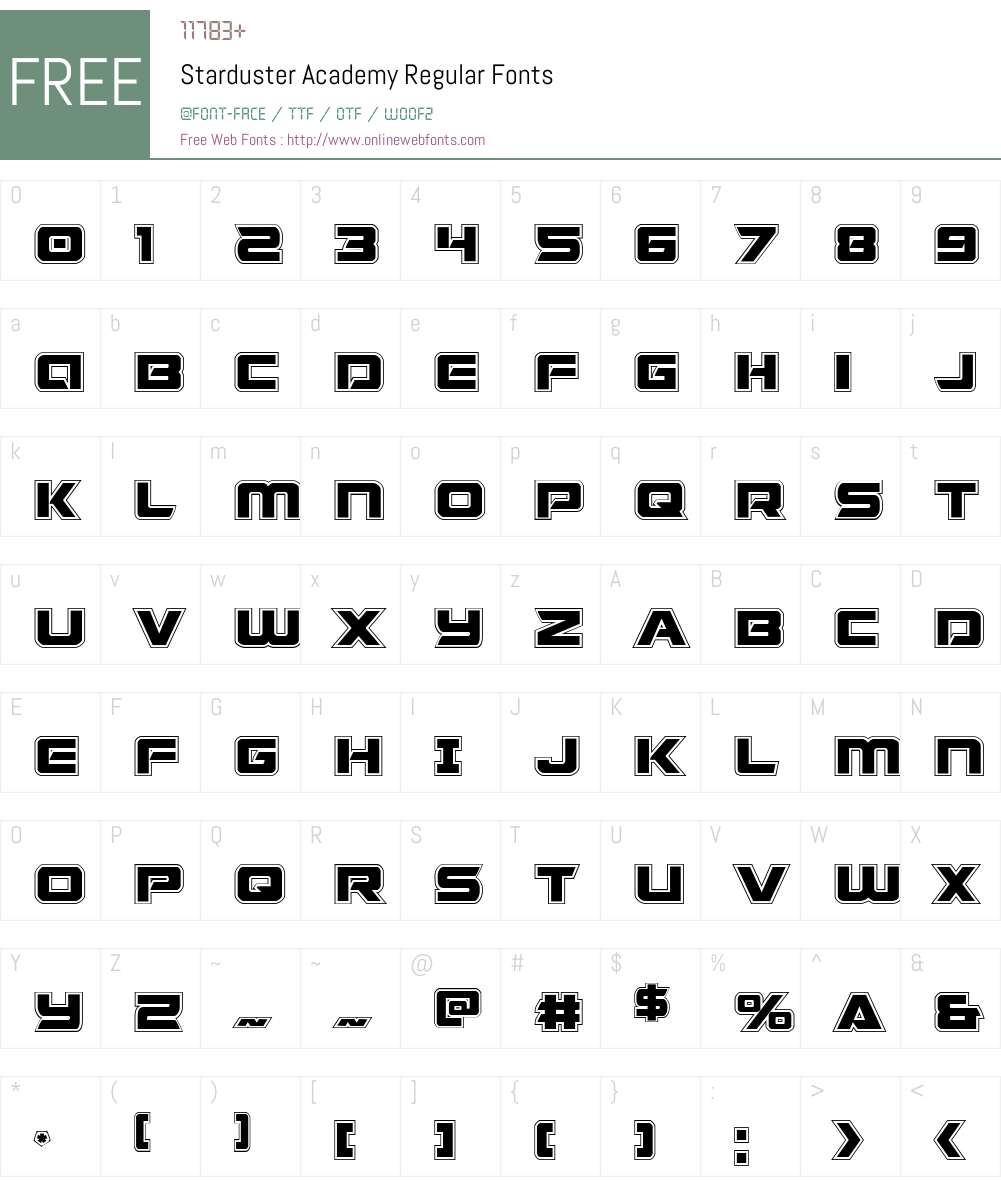 Starduster Academy Font Screenshots