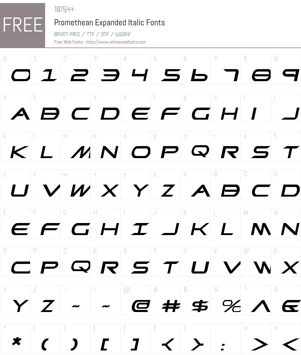 Promethean Expanded Italic Font Screenshots