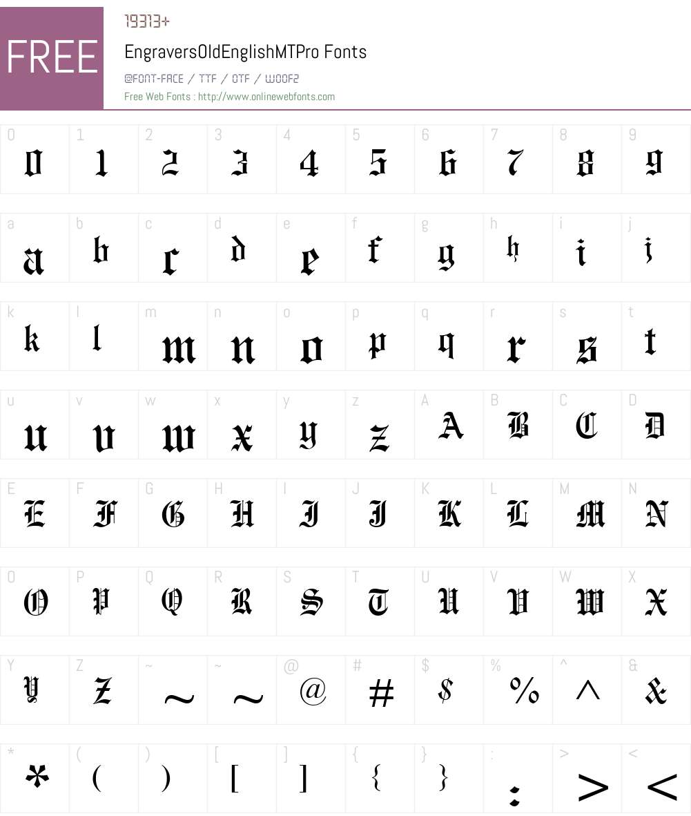 EngraversOldEnglishMTPro Font Screenshots