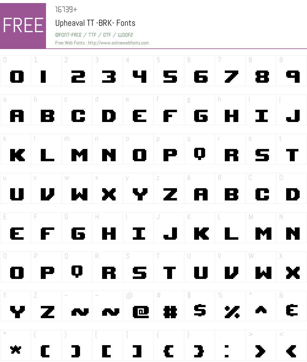 Upheaval TT (BRK) Font Screenshots