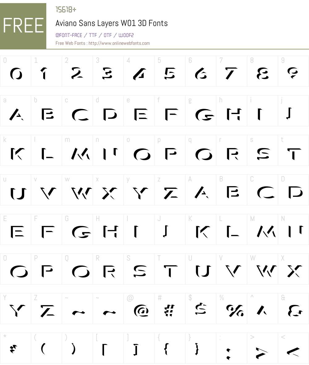 AvianoSansLayersW01-3D Font Screenshots