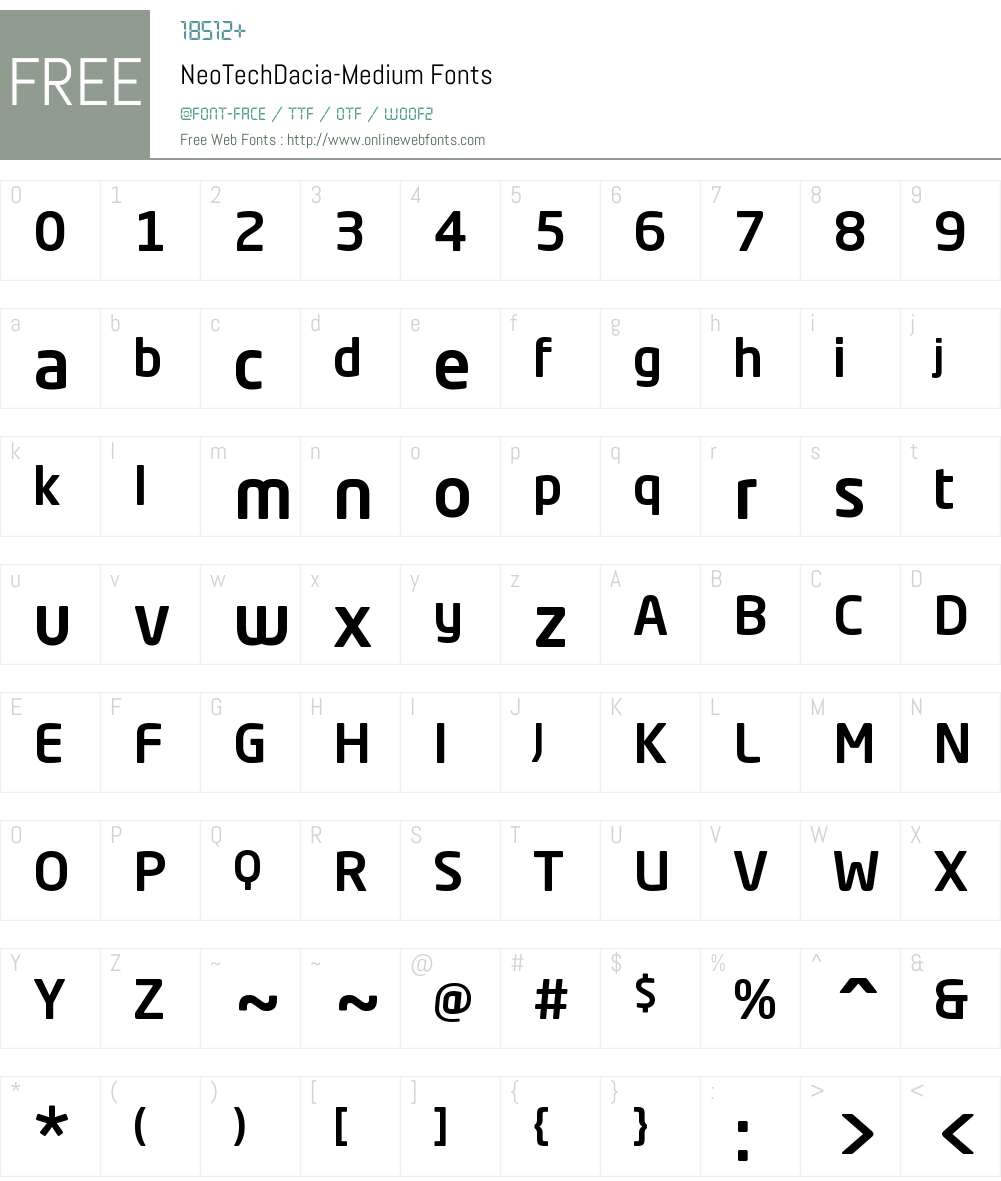 Neo Tech Dacia Medium Font Screenshots