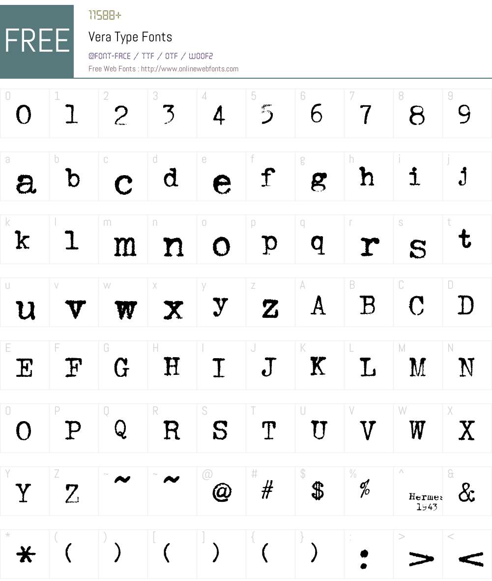Vera Type Font Screenshots