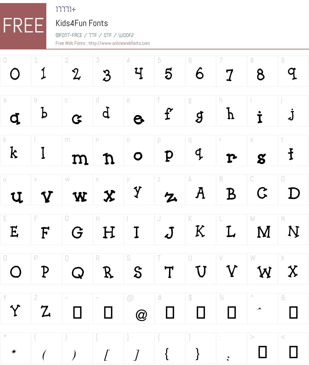 Kids4Fun Font Screenshots
