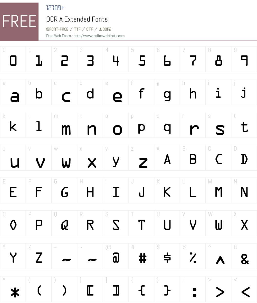 OCR A Extended Font Screenshots