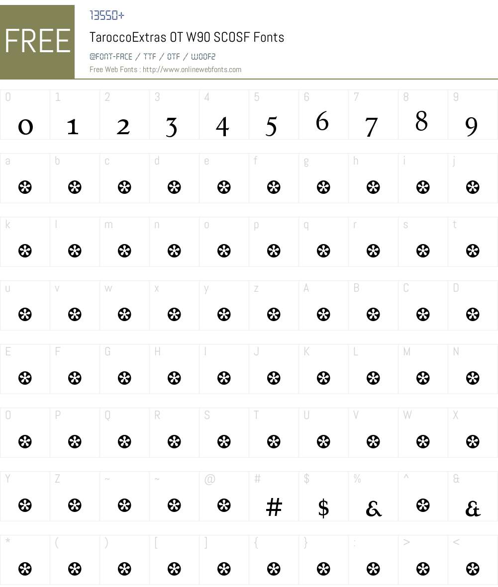 TaroccoExtrasOTW90-SCOSF Font Screenshots