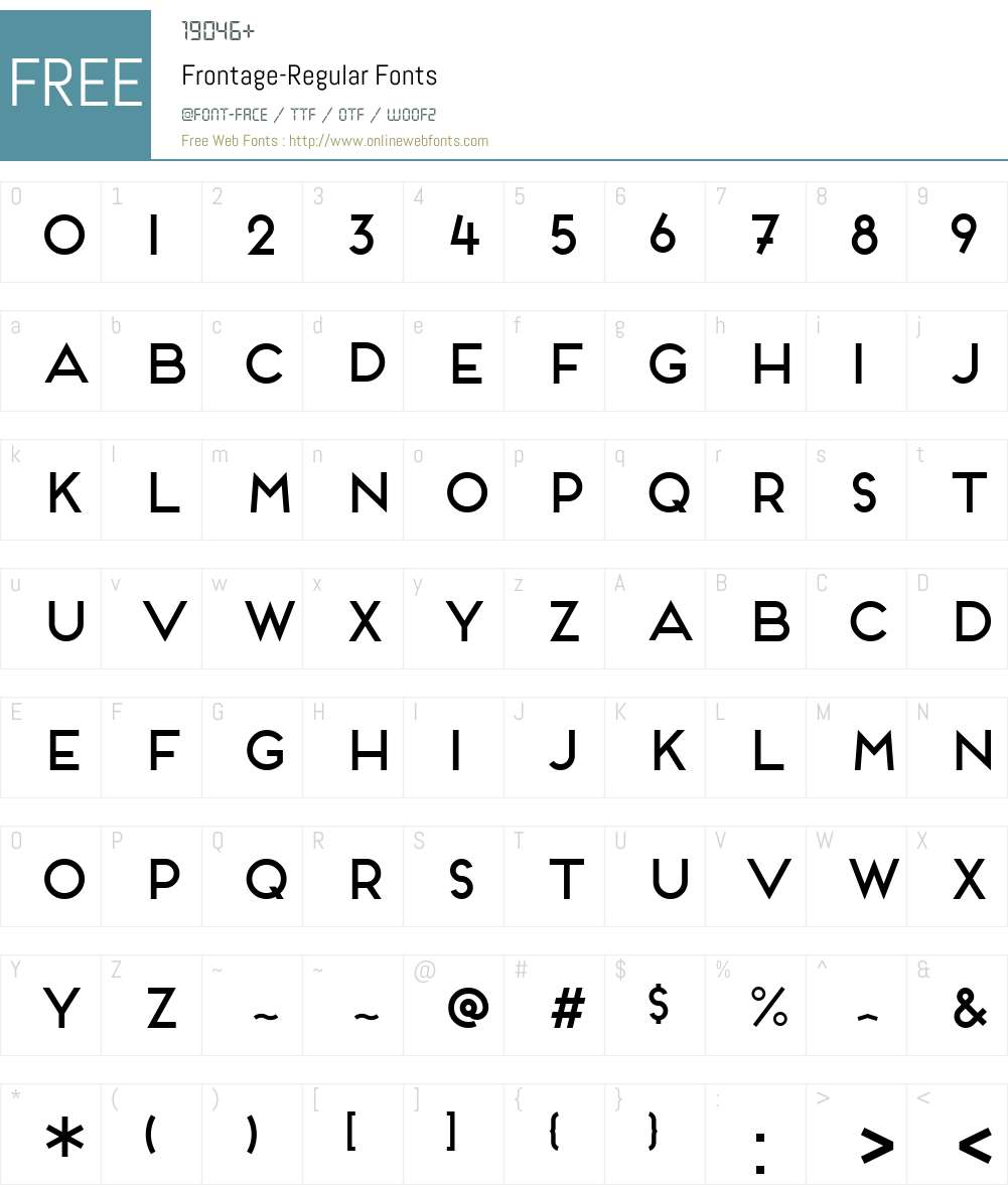 Frontage-Regular Font Screenshots