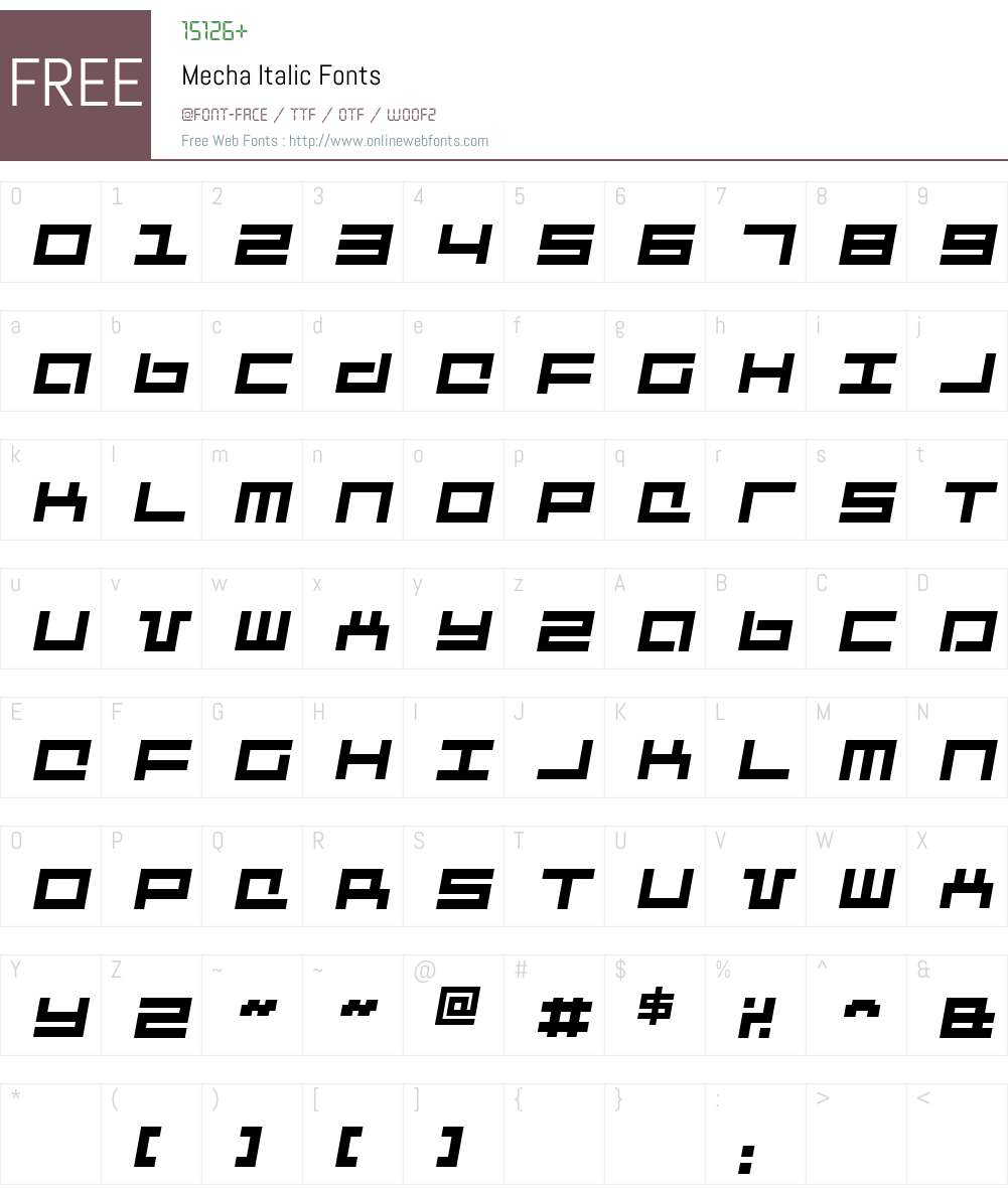 Mecha Font Screenshots