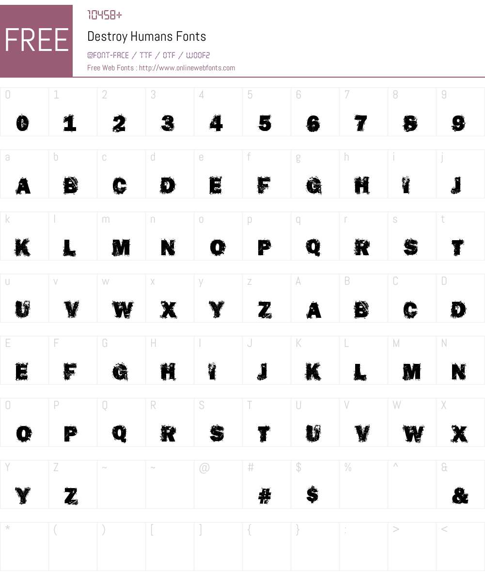 Destroy Humans Font Screenshots