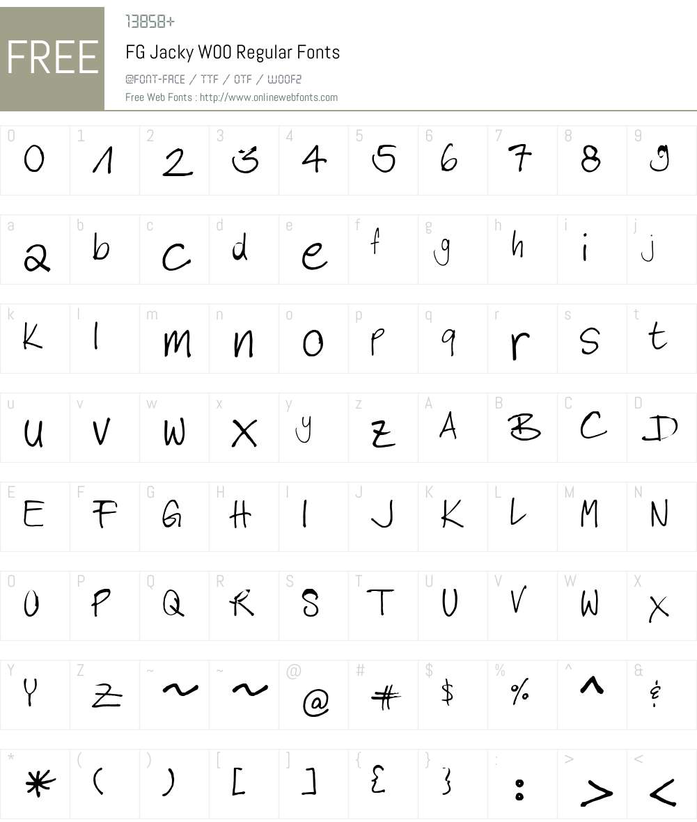 FGJackyW00-Regular Font Screenshots