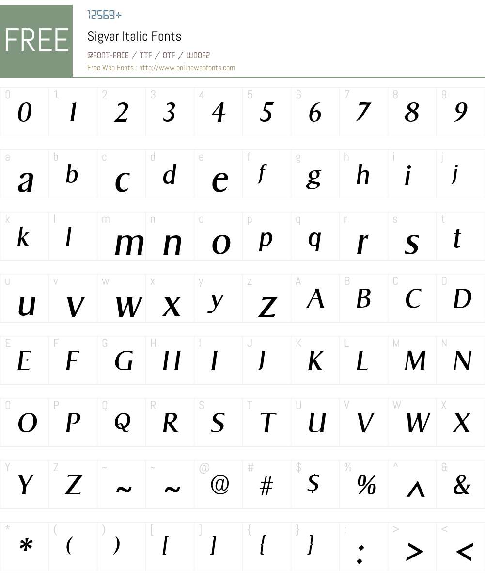 Sigvar Font Screenshots