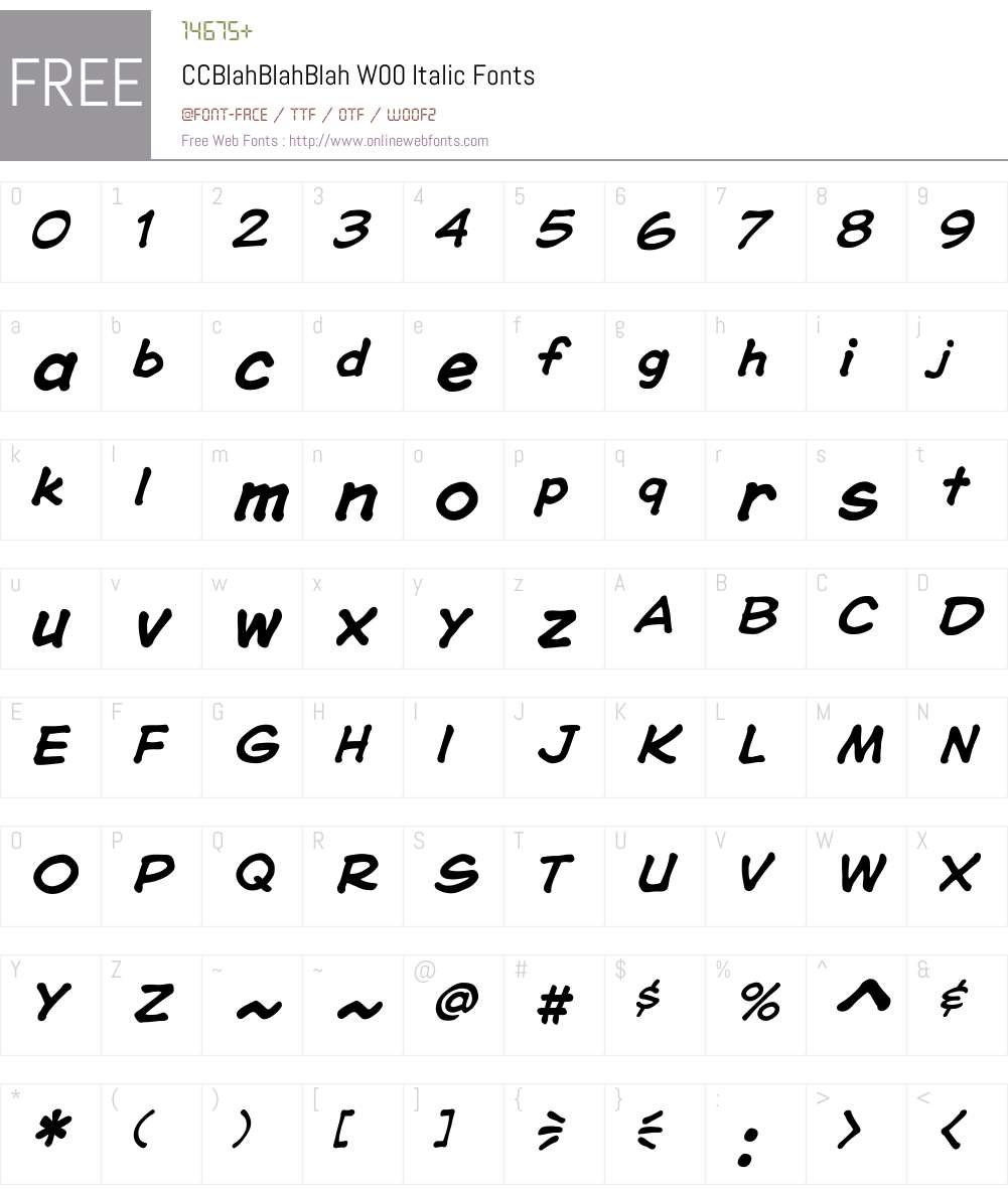 CCBlahBlahBlahW00-Italic Font Screenshots