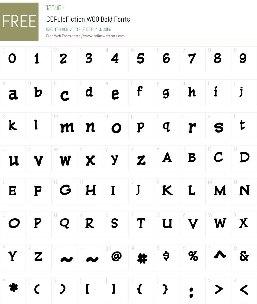 CCPulpFictionW00-Bold Font Screenshots