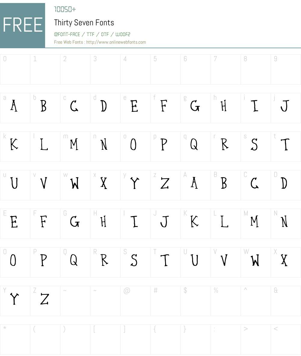 Thirty Seven Font Screenshots