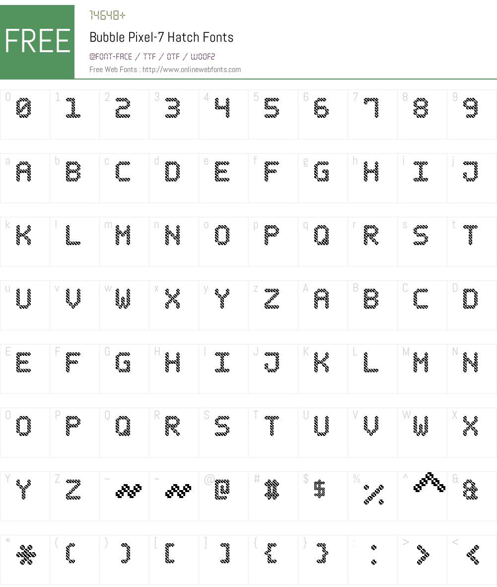 Bubble Pixel-7 Hatch Font Screenshots