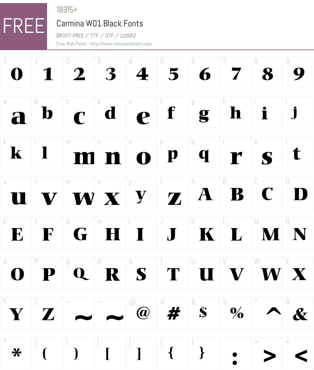 CarminaW01-Black Font Screenshots