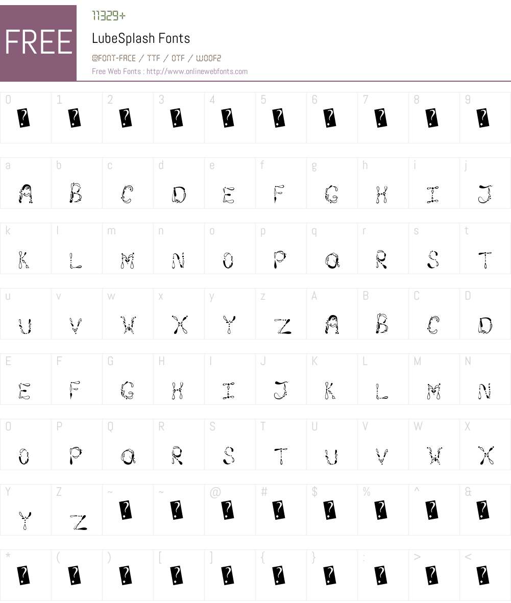 LubeSplash Font Screenshots