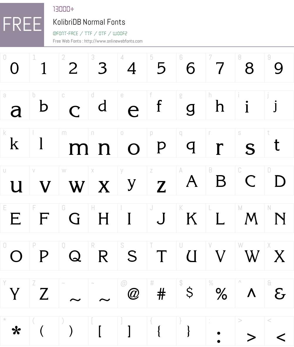 KolibriDB Font Screenshots