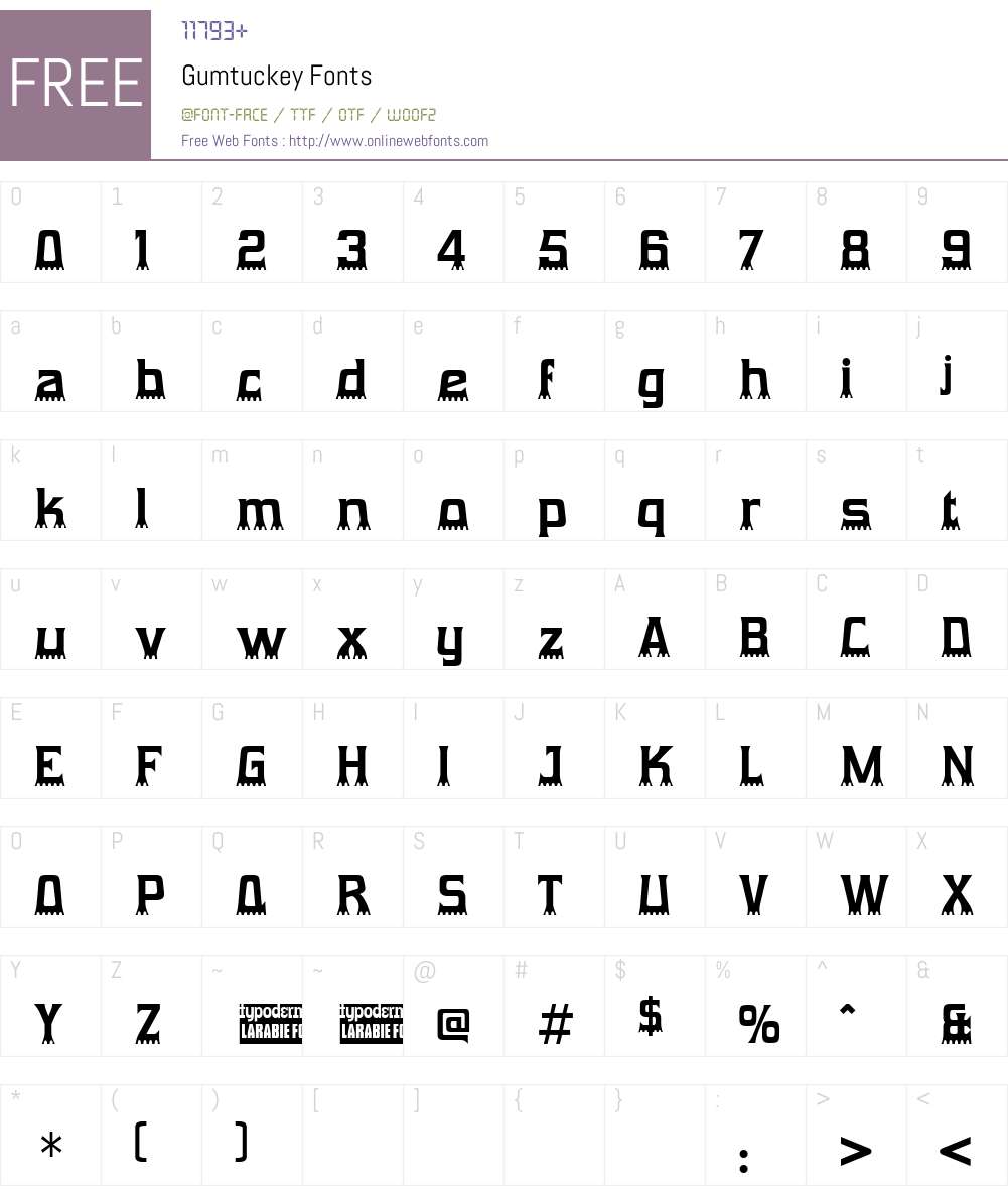 Gumtuckey Font Screenshots