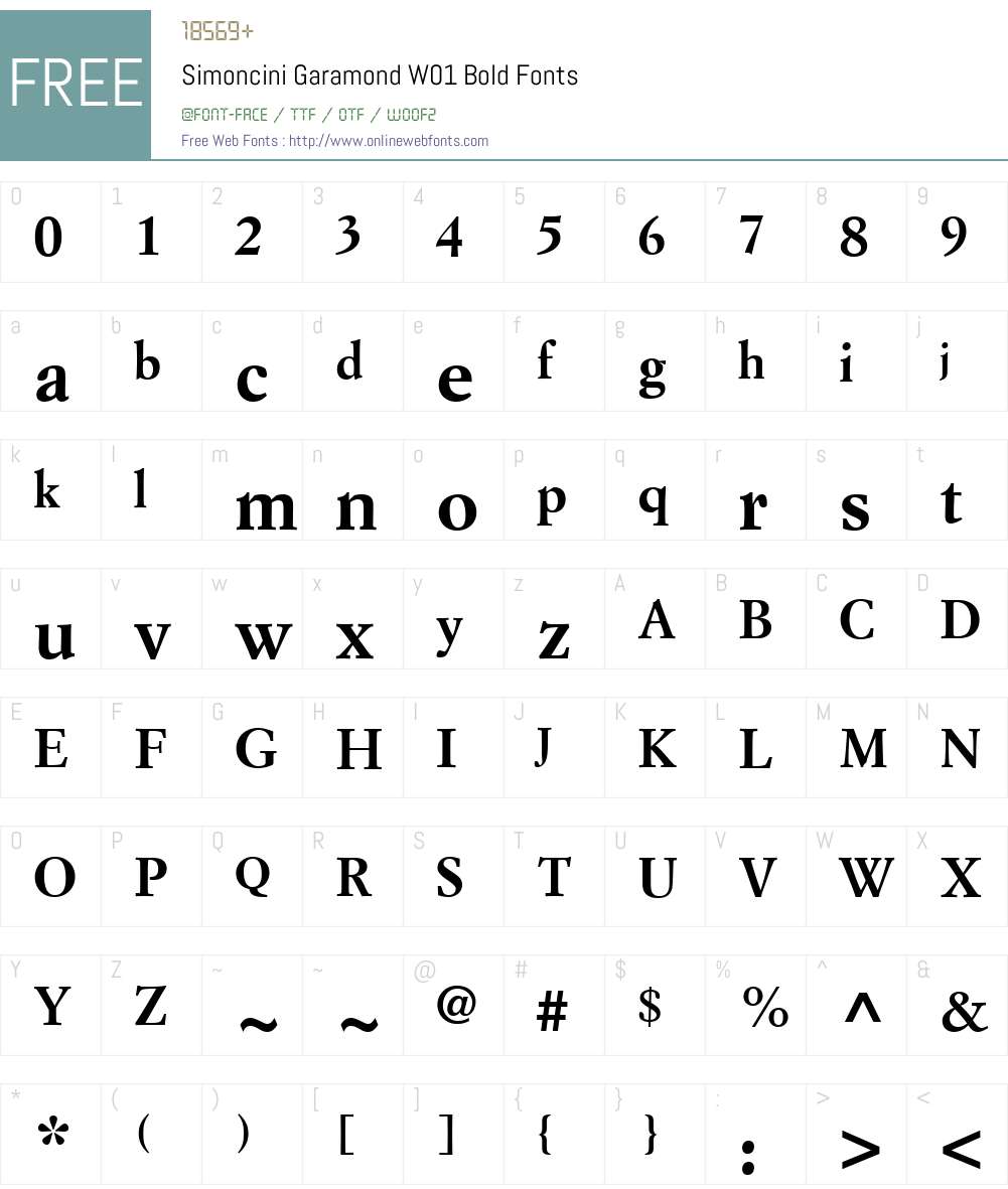 SimonciniGaramondW01-Bold Font Screenshots