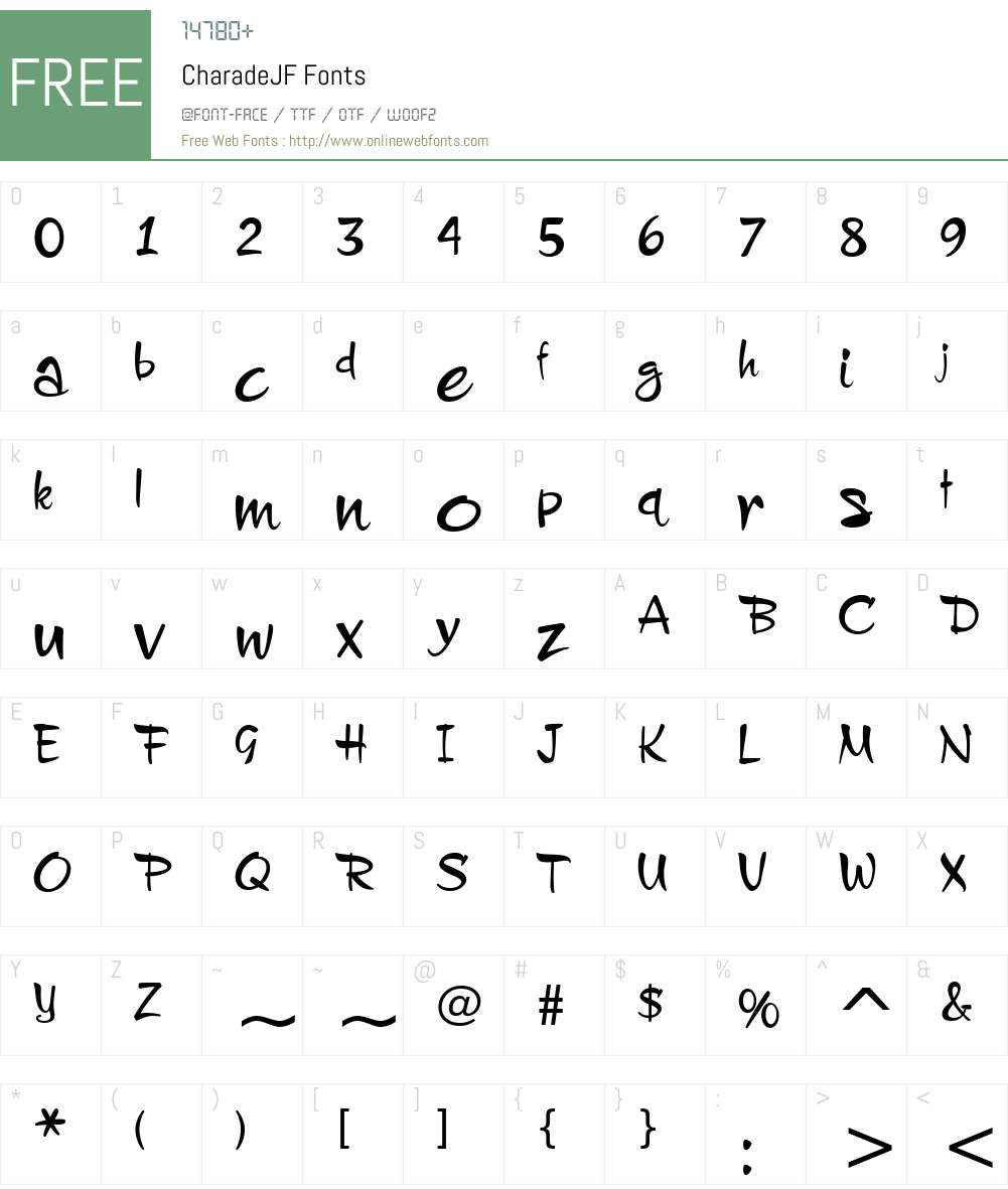 CharadeJF Font Screenshots