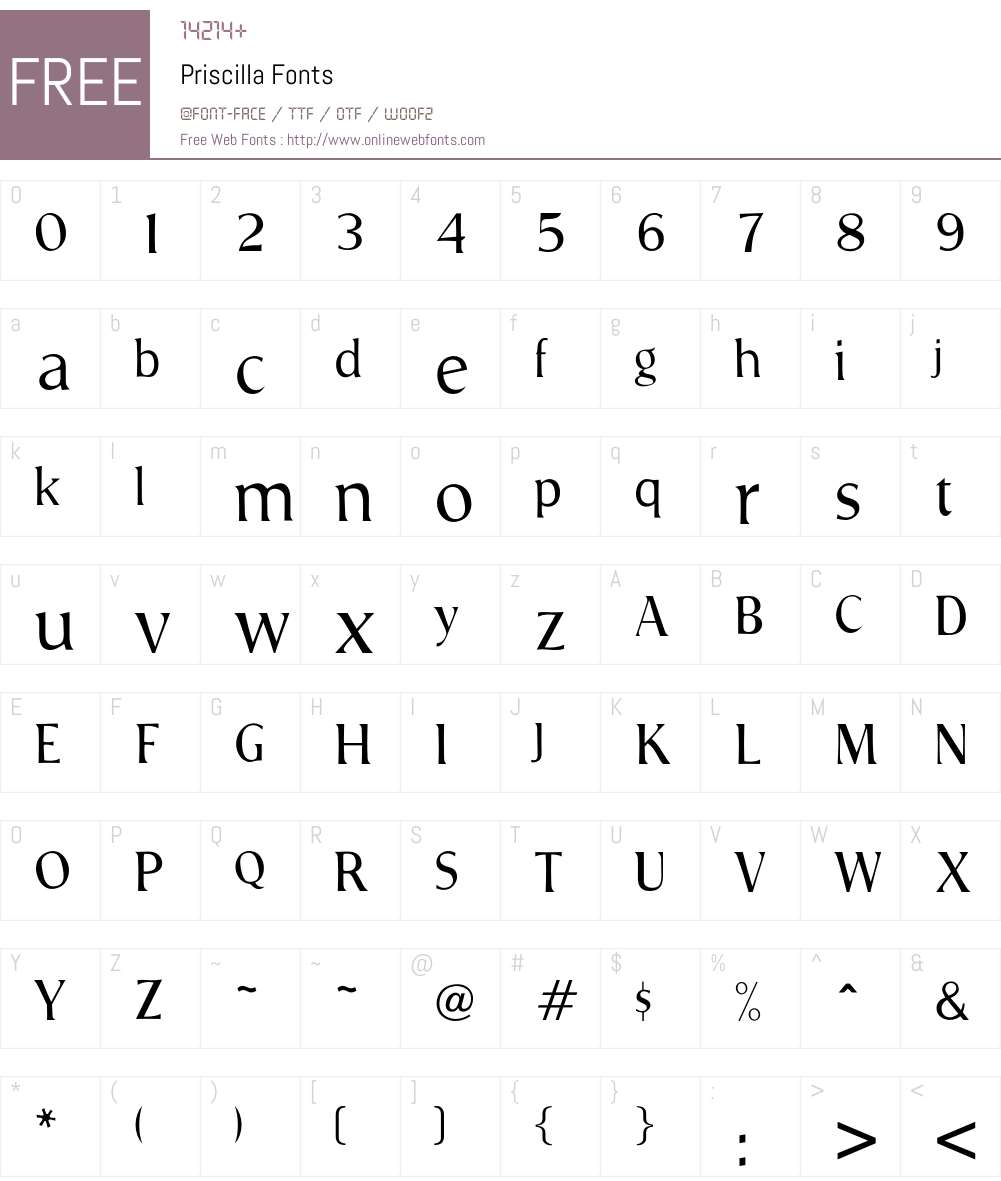 Priscilla Font Screenshots