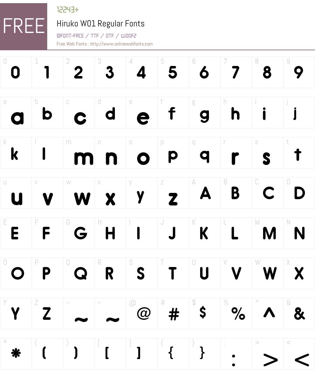 HirukoW01-Regular Font Screenshots