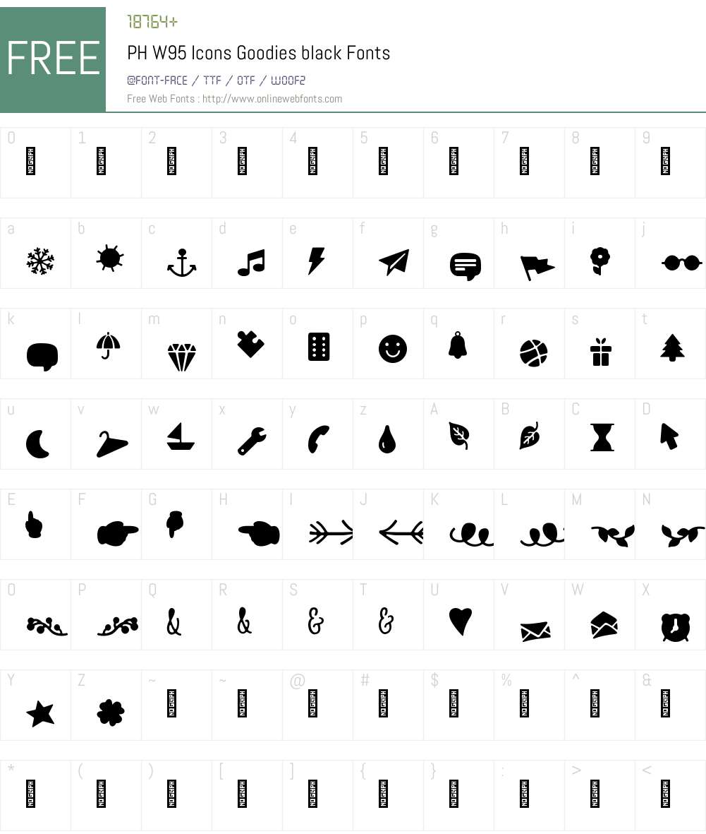 PHW95-IconsGoodiesblack Font Screenshots