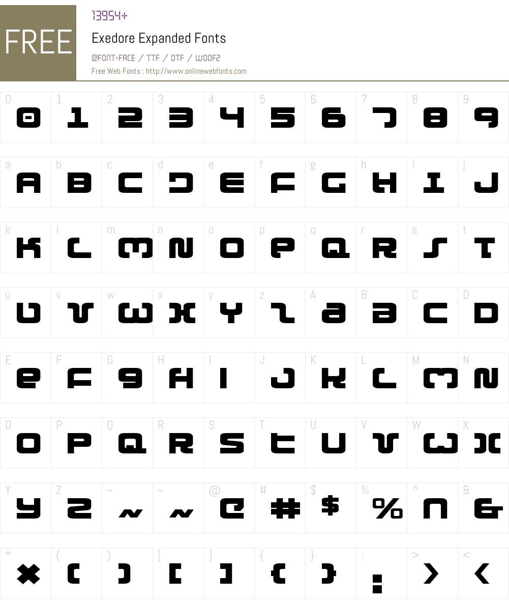 Exedore Expanded Font Screenshots