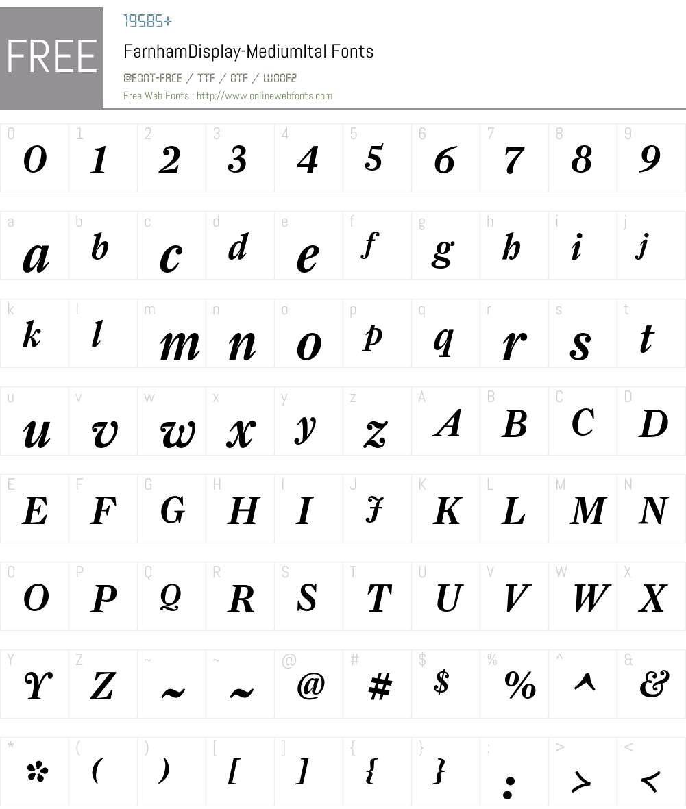 FarnhamDisplay-MediumItal Font Screenshots
