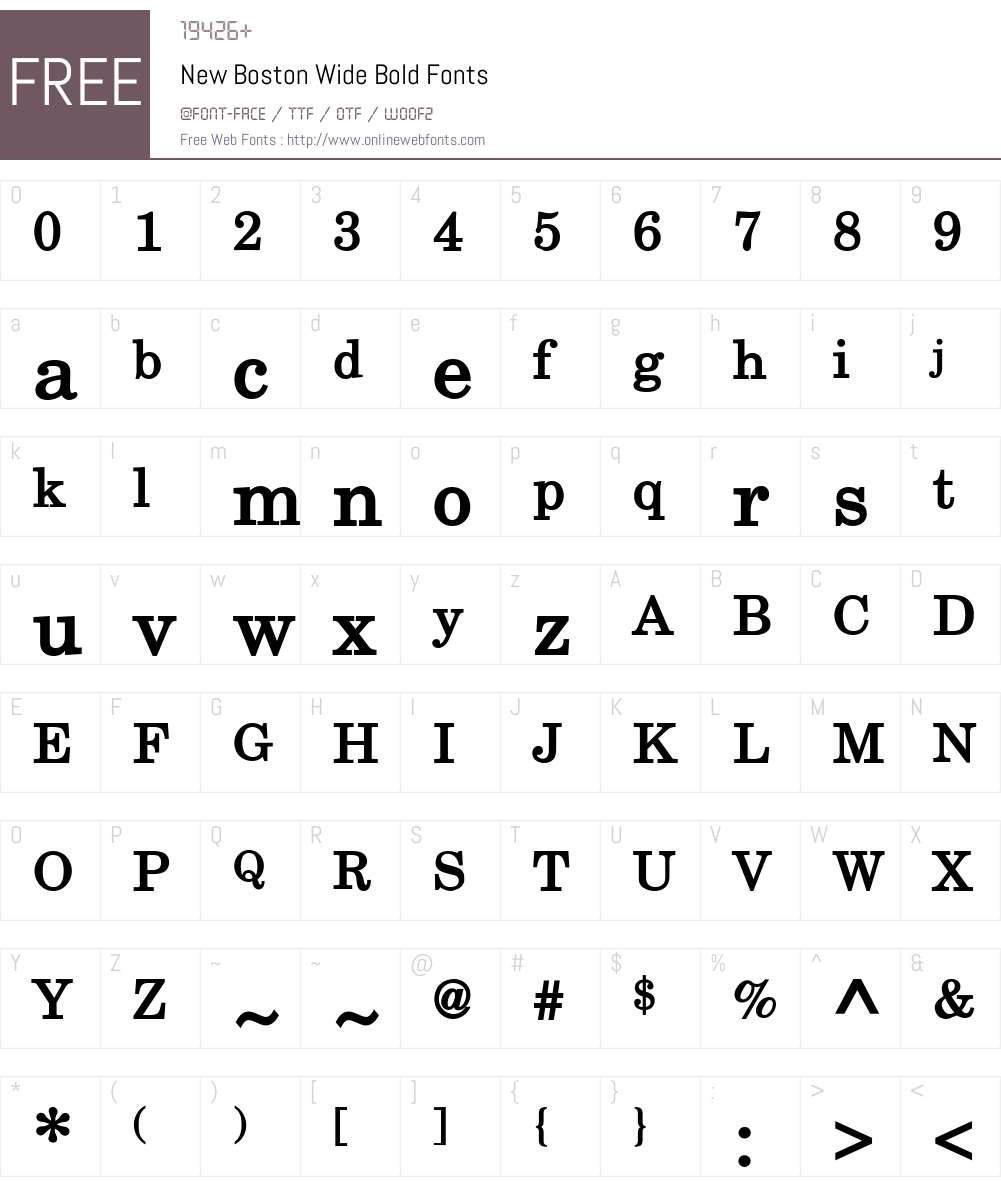 New Boston Wide Font Screenshots
