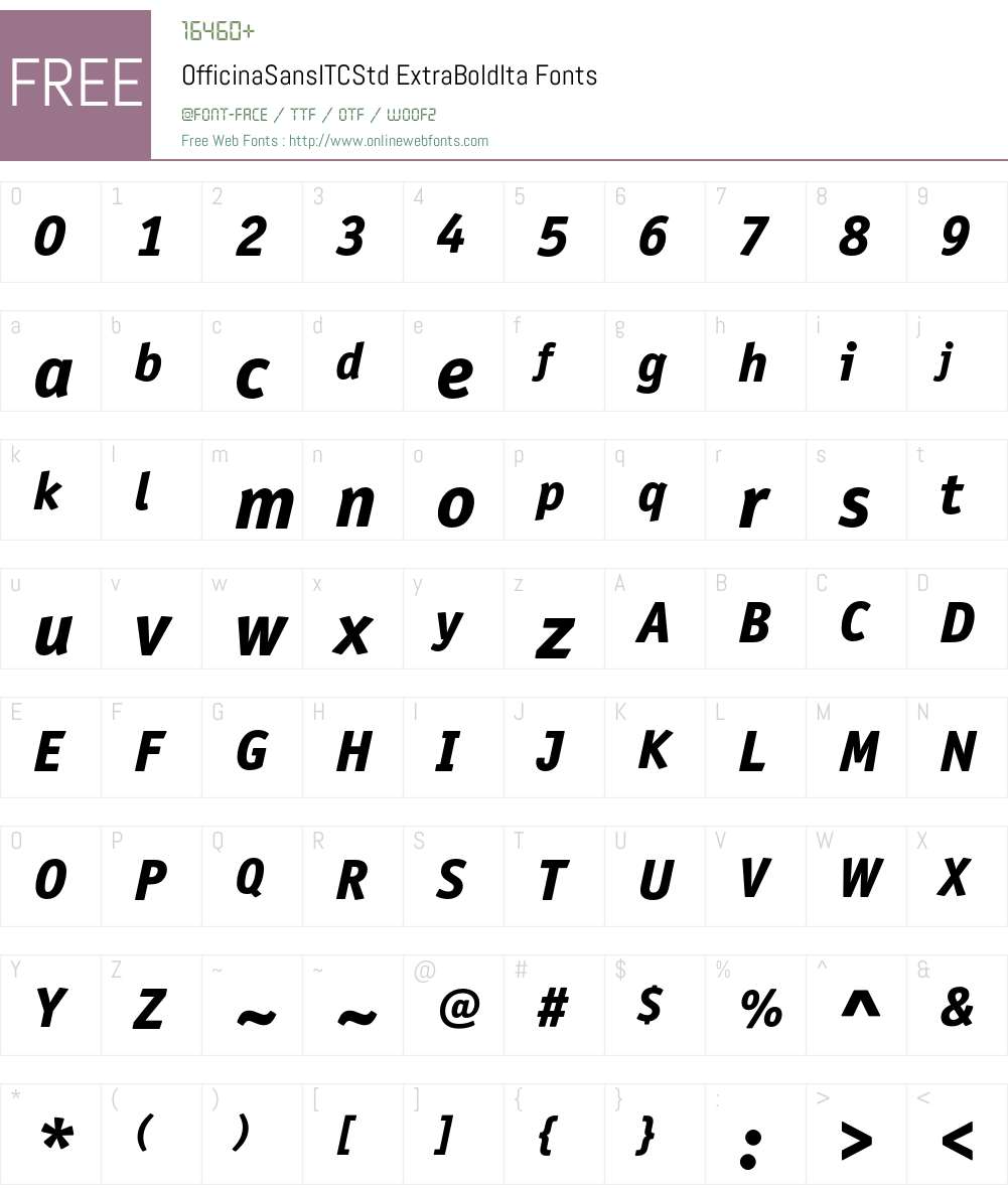 OfficinaSansITCStd Font Screenshots