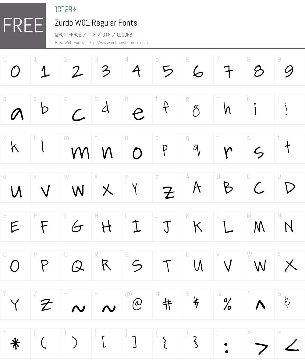 ZurdoW01-Regular Font Screenshots