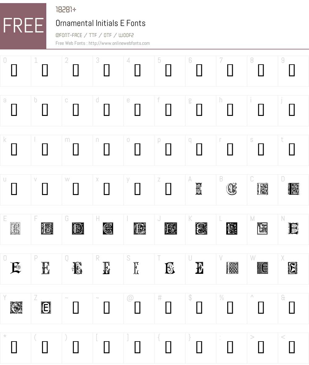 Ornamental Initials E Font Screenshots