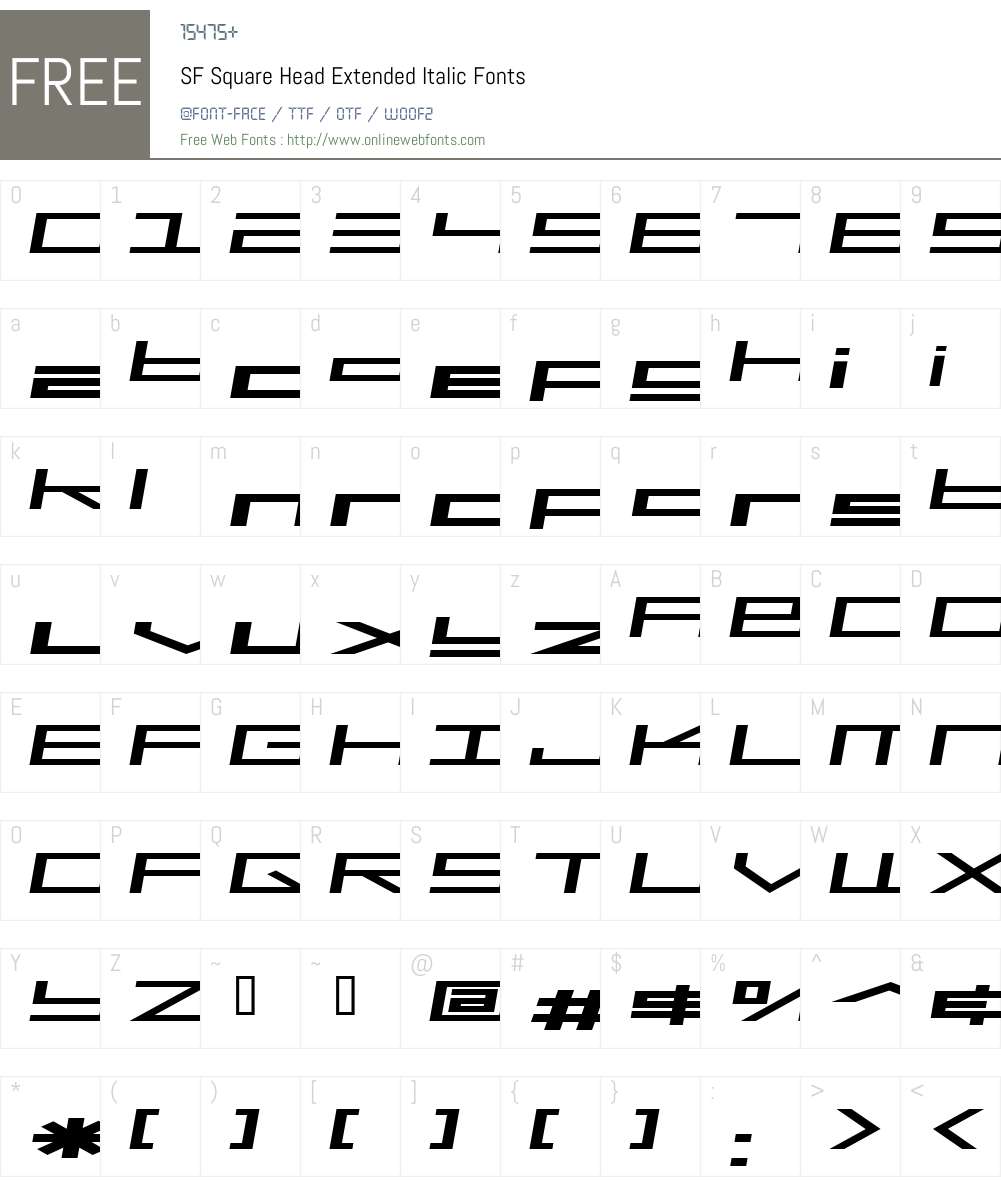 SF Square Head Extended Font Screenshots