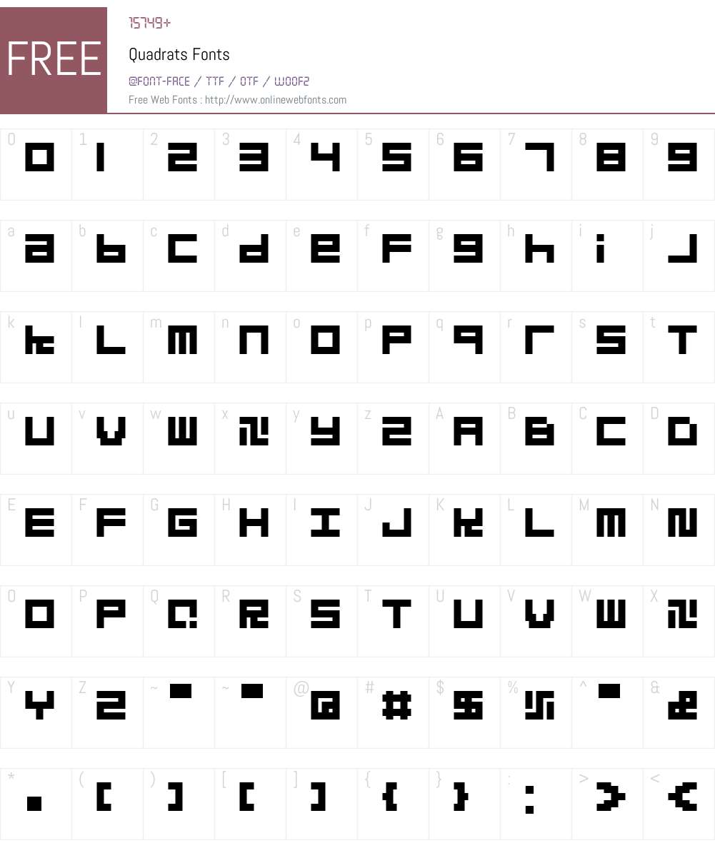 Quadrats Font Screenshots