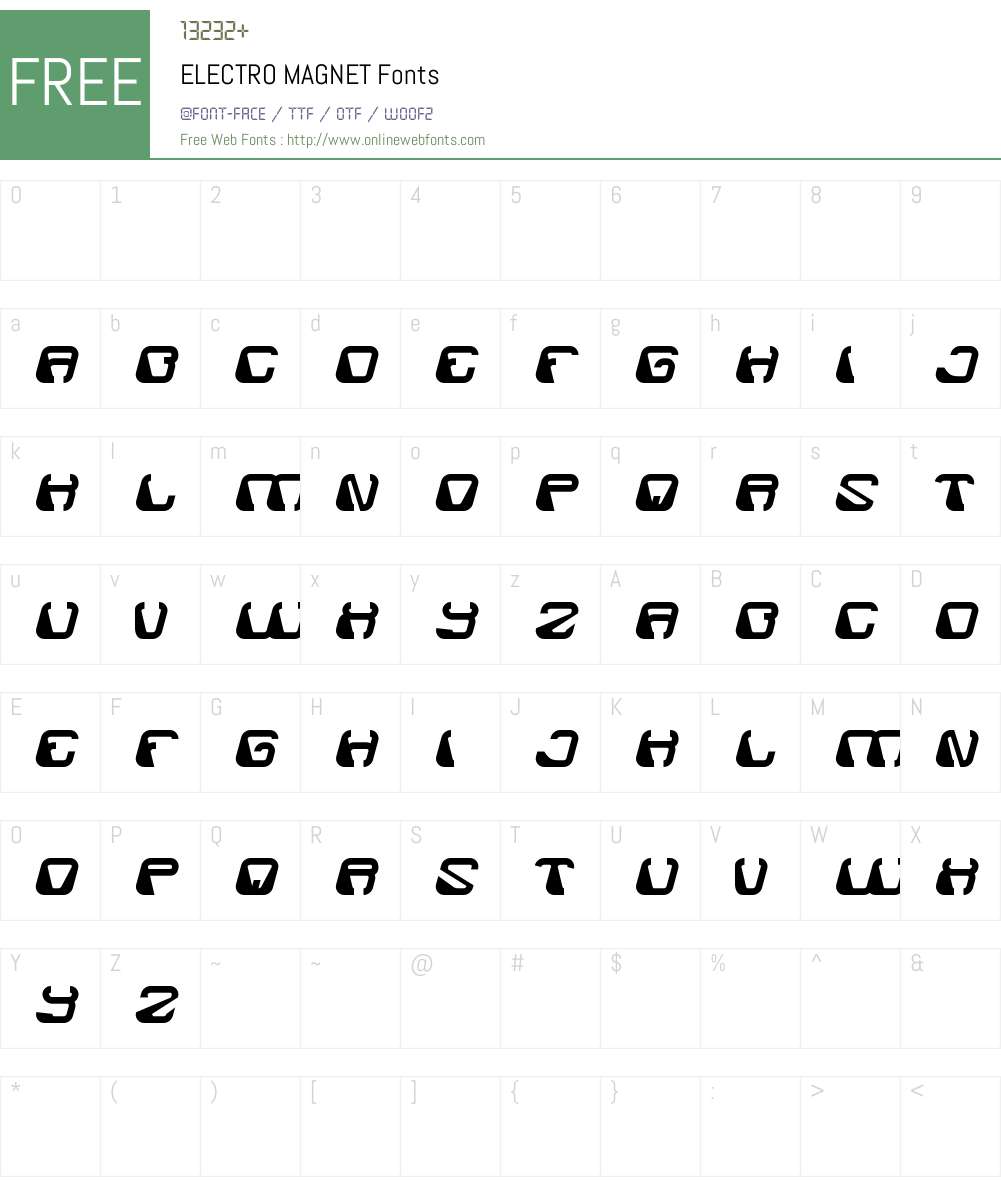 ELECTRO MAGNET Font Screenshots