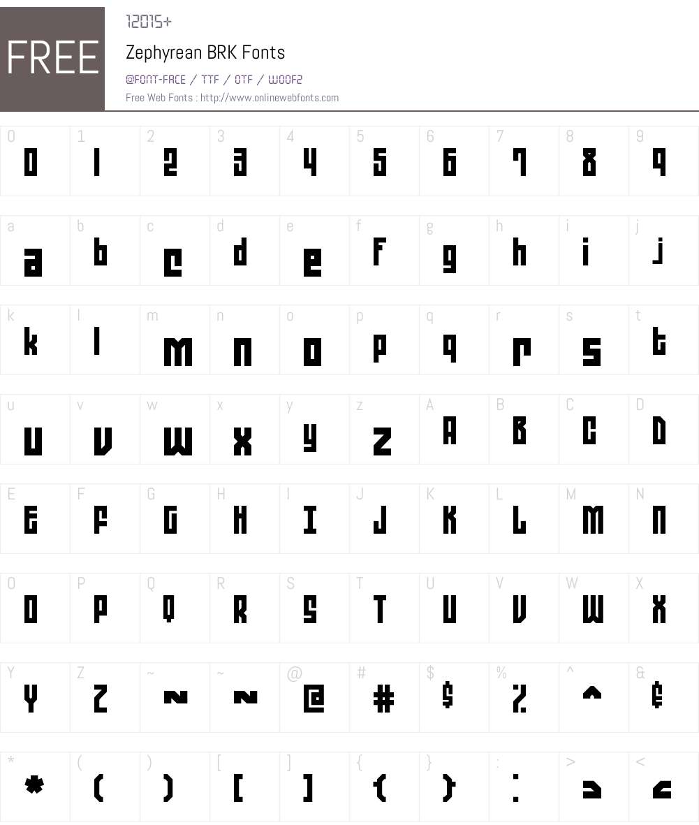Zephyrean BRK Font Screenshots