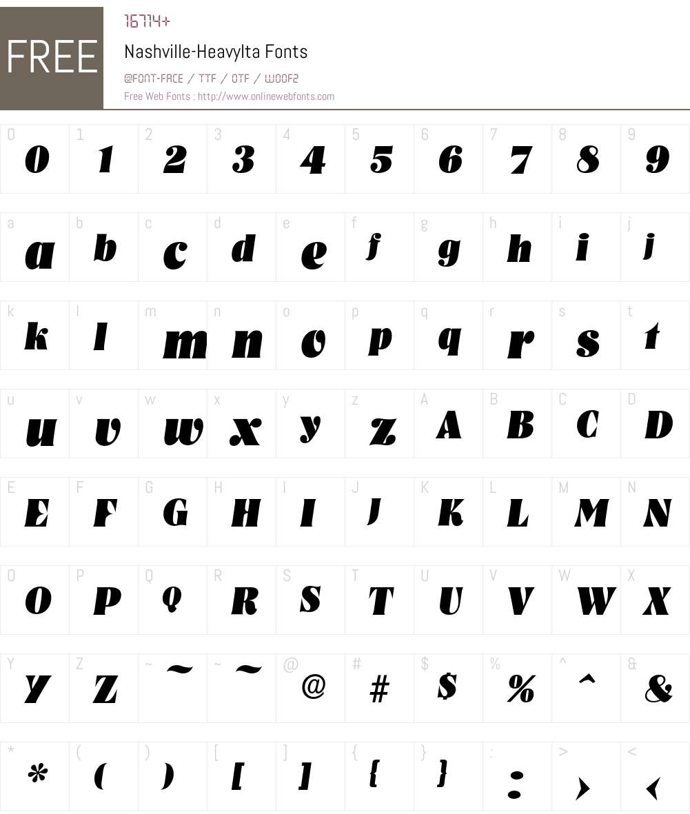 Nashville-HeavyIta Font Screenshots