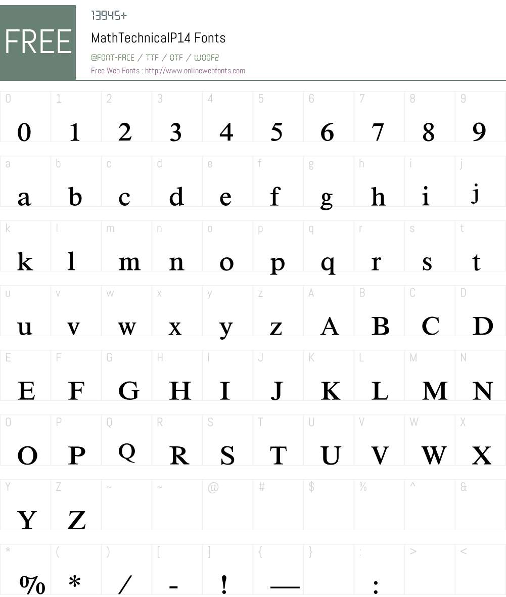 MathTechnical Font Screenshots