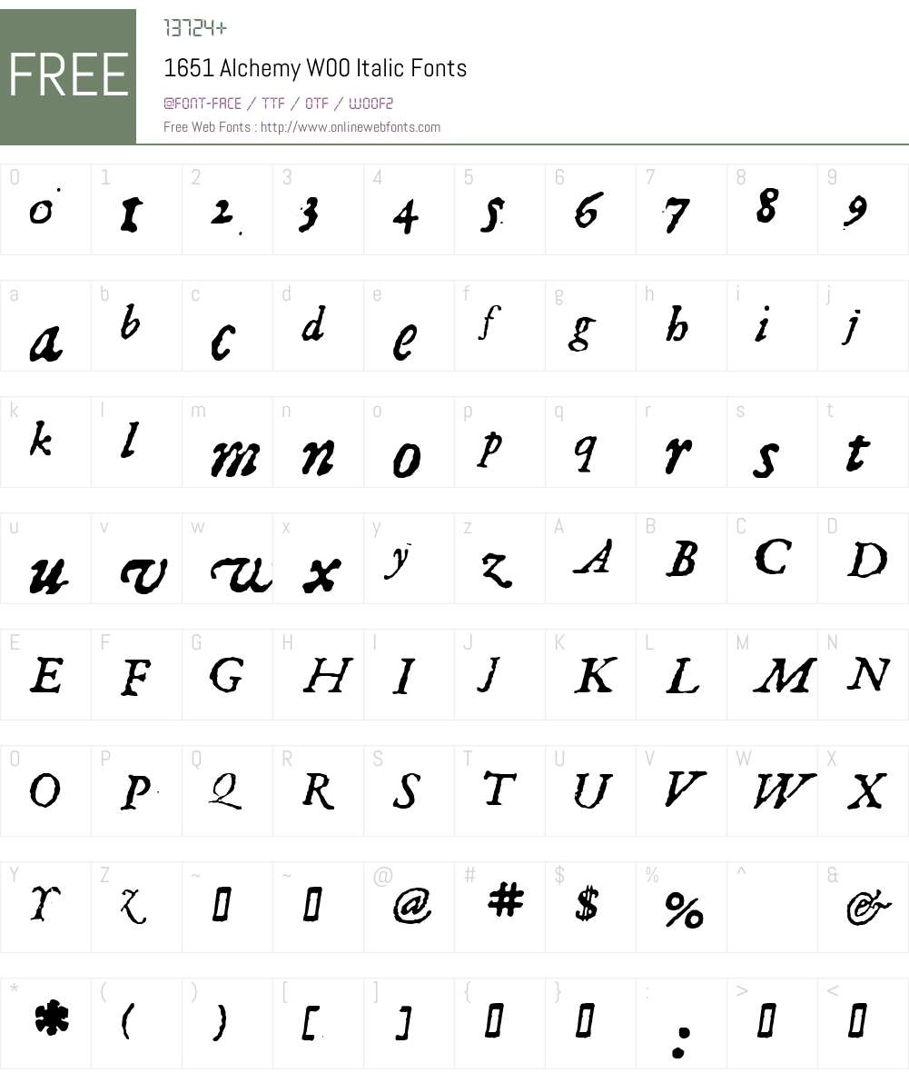 1651AlchemyW00-Italic Font Screenshots