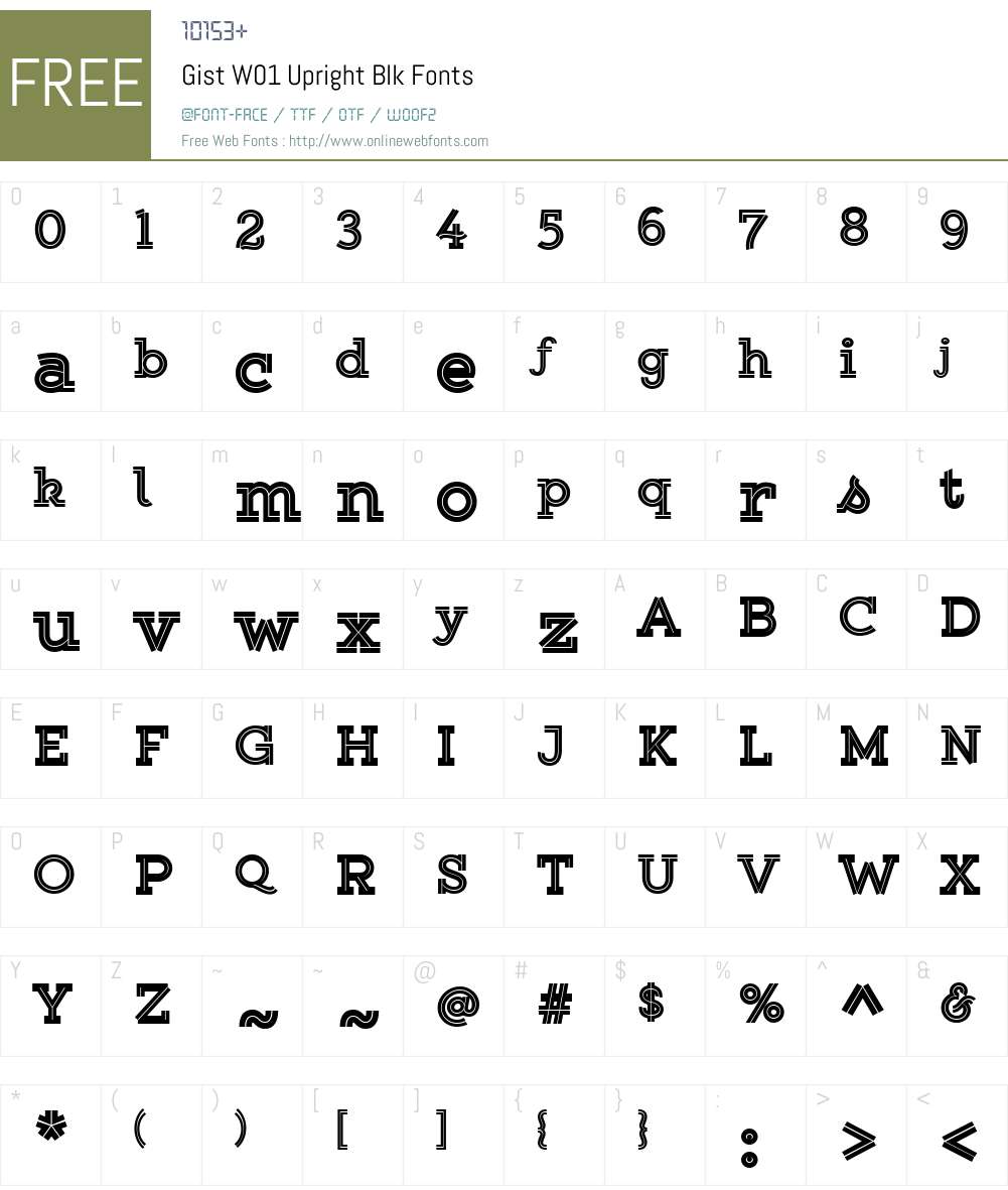 GistW01-UprightBlk Font Screenshots